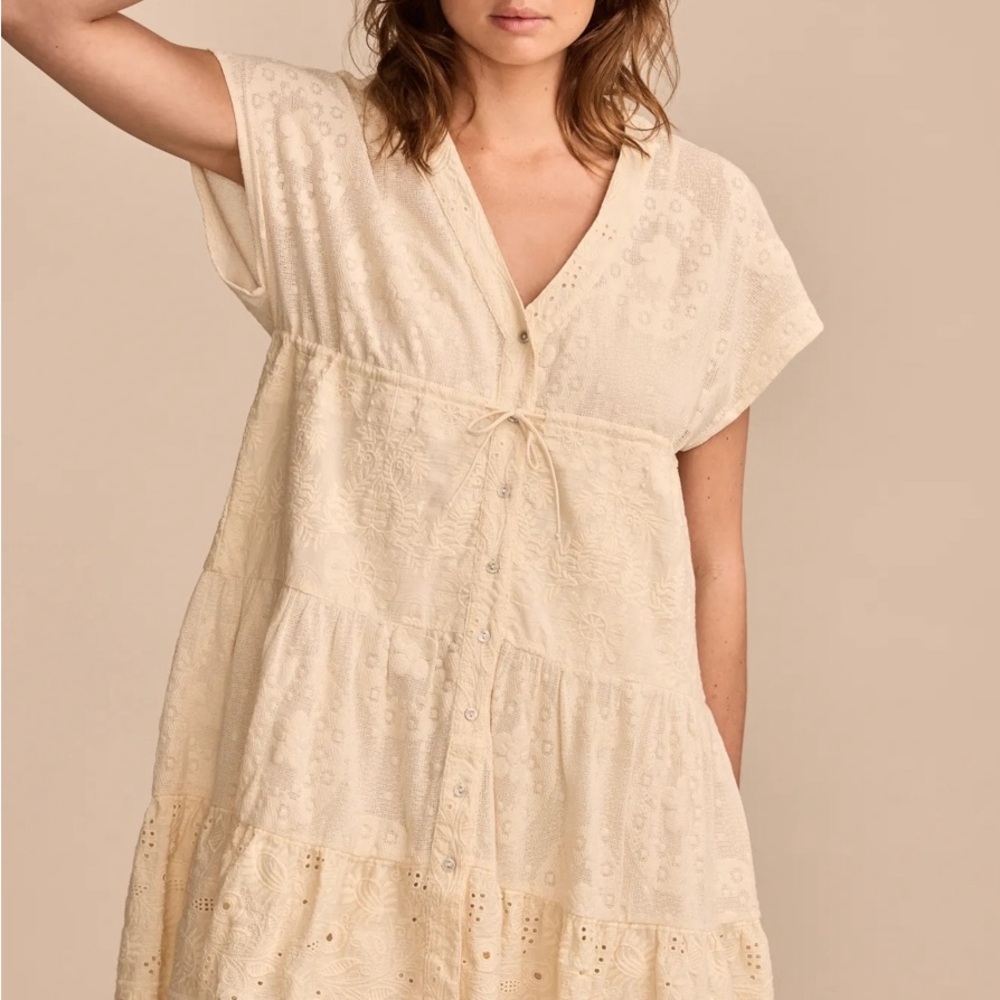☘️ NWT ☘️ Lucky Brand Ivory Embroidered/Lace Dress ☘️ Sold Out Online ☘️